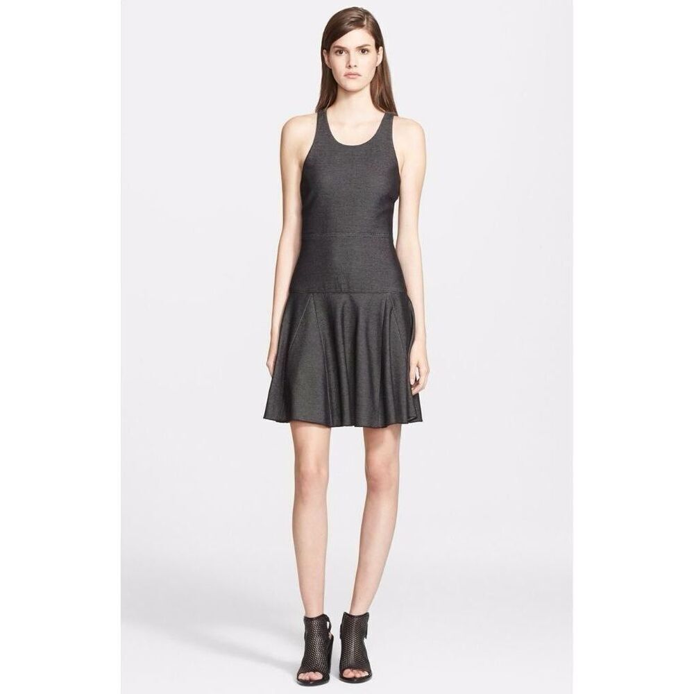 Rag & Bone Enigma Drop Waist Fit & Flare Dress in Black White Dot Size 10